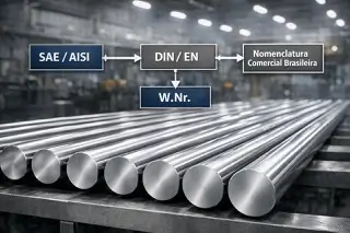 Foto de capa Guia Completo de Equivalência de Aços: SAE/AISI, DIN/EN, W.Nr. e as Principais Nomenclaturas Comerciais no Brasil